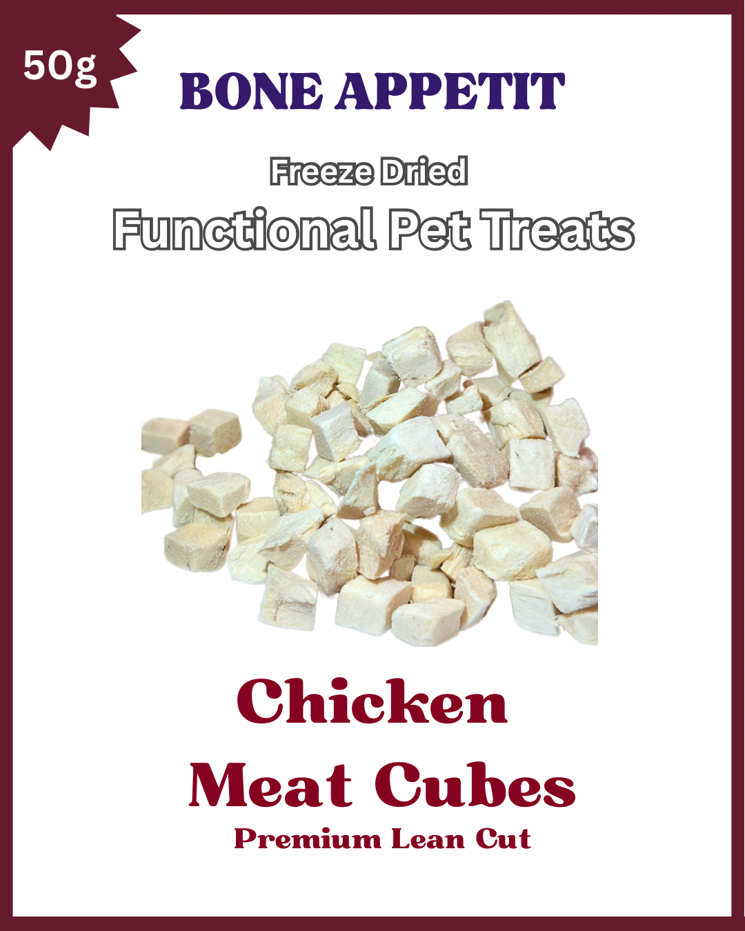 Chicken Meat Cubes Freeze Dried Pet Treat -50g