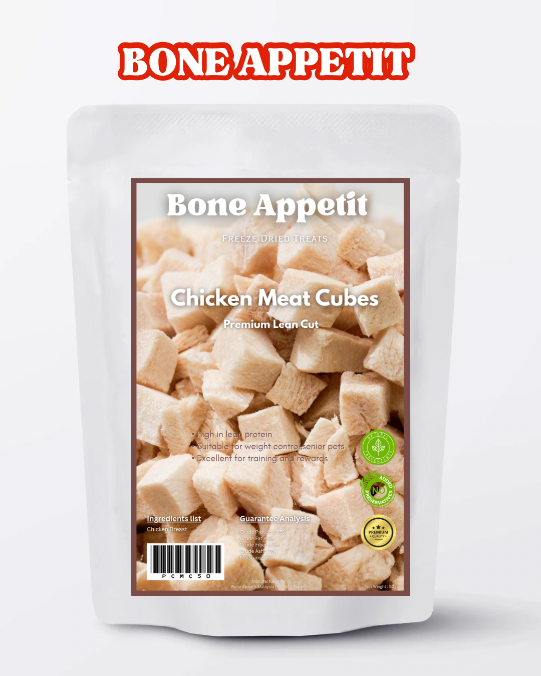 Chicken Meat Cubes Freeze Dried Pet Treat -50g
