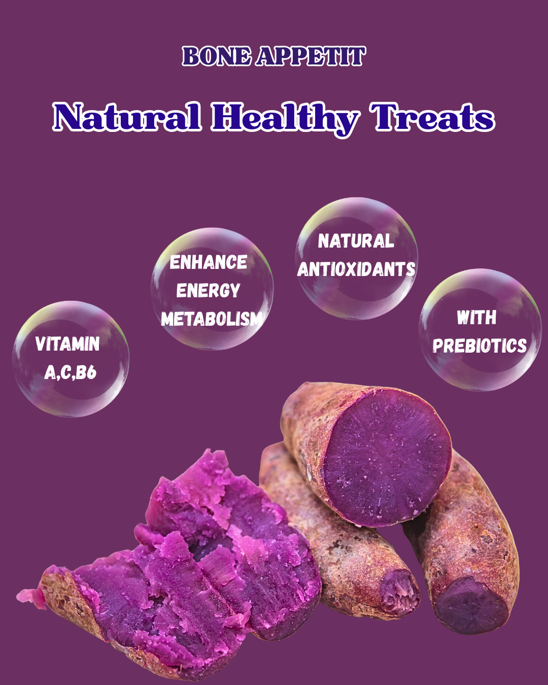Purple Sweet Potato Chicken Cube Freeze Dried Pet Treat - 50g