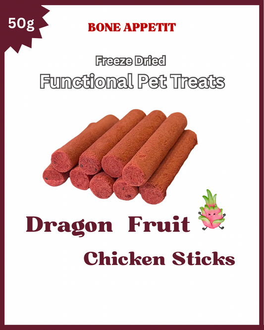 Dragon Fruit Chicken Sticks Freeze Dried Pet Treat - 50g (10-11 sticks)
