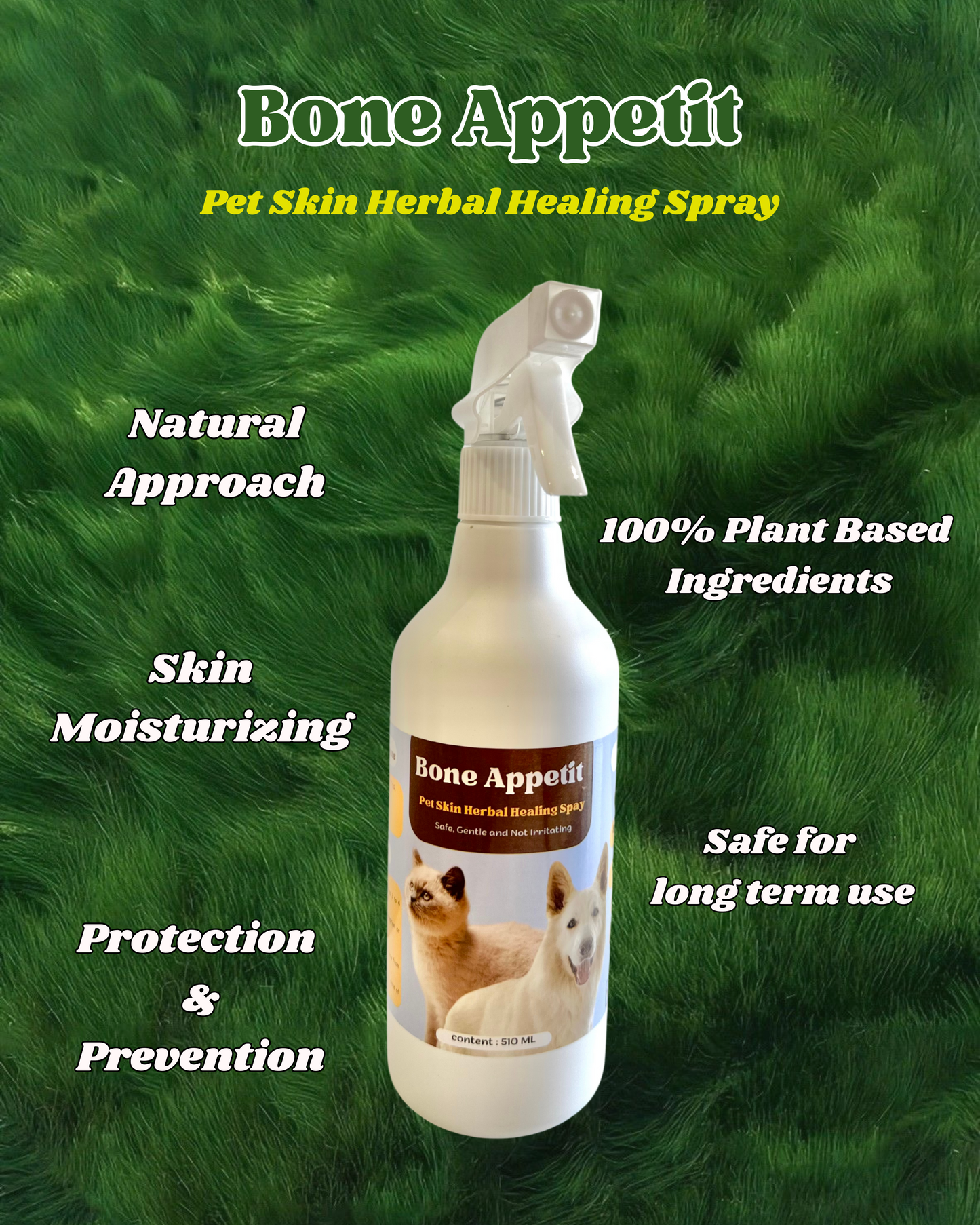 Pet Skin Herbal Healing Spray (510ml) | Natural Mosquito & Insect Repellent | Anti-Itch & Wound Care for Dogs & Cats