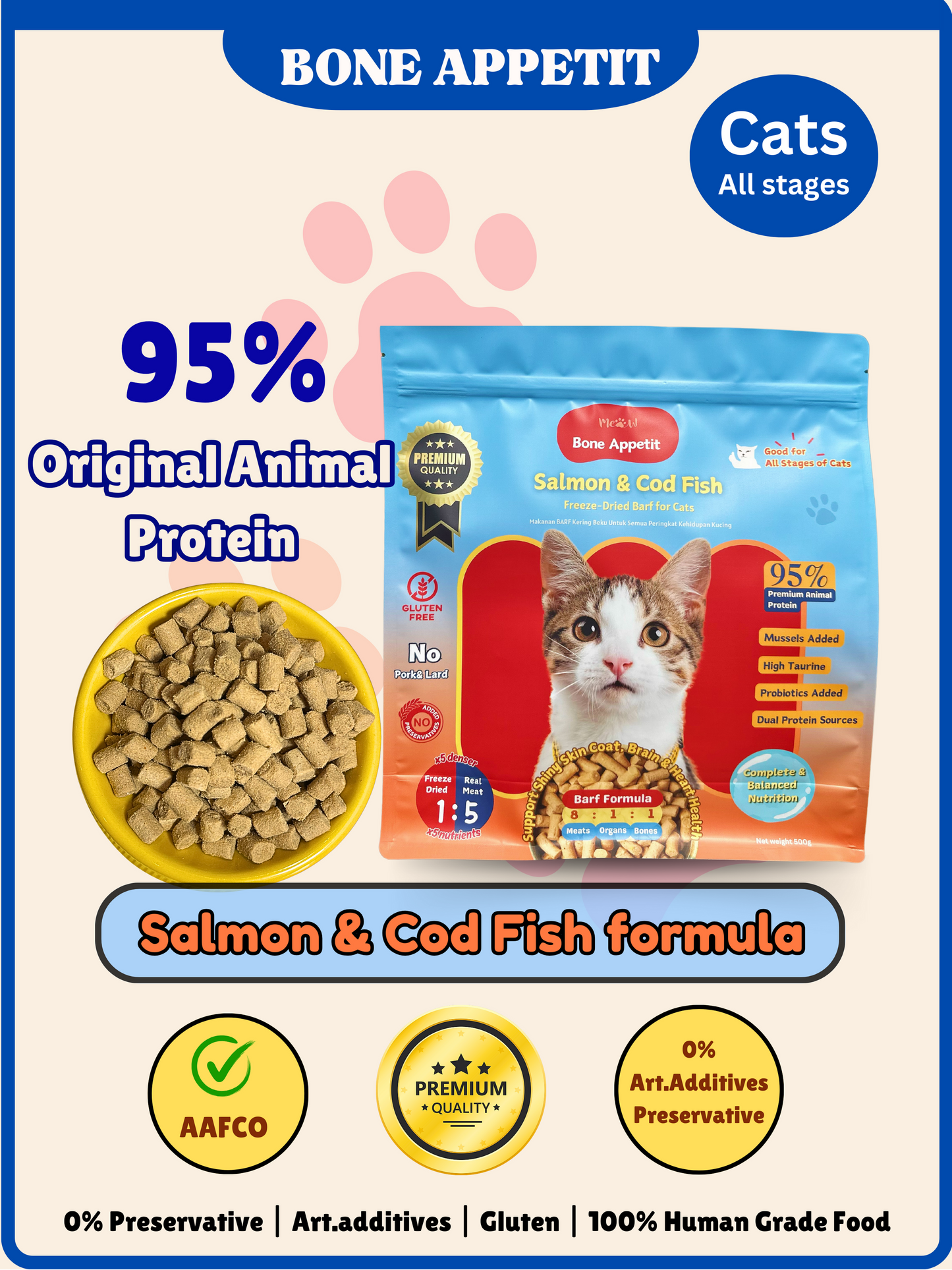 Salmon & Cod Fish for Cats 500g